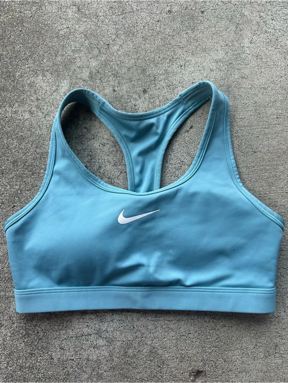 Nike Light Blue Swoosh Padded Racerback Sports Bra